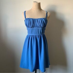 Lucy in the Sky Fit and Flare Mini Dress in Blue